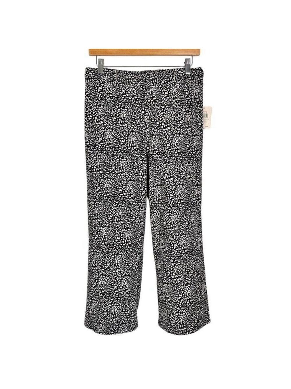 Retrology Wide Leg Cropped Pants Women's Sz Small Black White Leopard Print - Picture 12 of 12